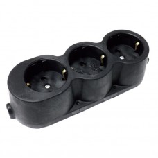 Πολύπριζο 3 Θέσεων Καουτσούκ Χωρίς Καλώδιο Μαύρο